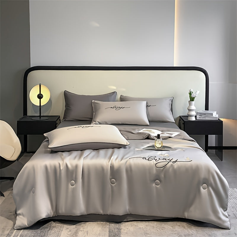 Luxury Embroidered Summer Cooling Quilt - Lightweight, Breathable Air Conditioner Blanket for Bedroom & Dorm, Machine Washable (Pillowcase Not Included) Lootquake LLC