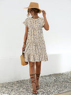 Floral Round Neck Short Sleeve Dress Elegant & Effortless Everyday Style Women Dress