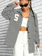 Houndstooth Button Down Long Sleeve Shacket - SJB-DIAMOND ELITES