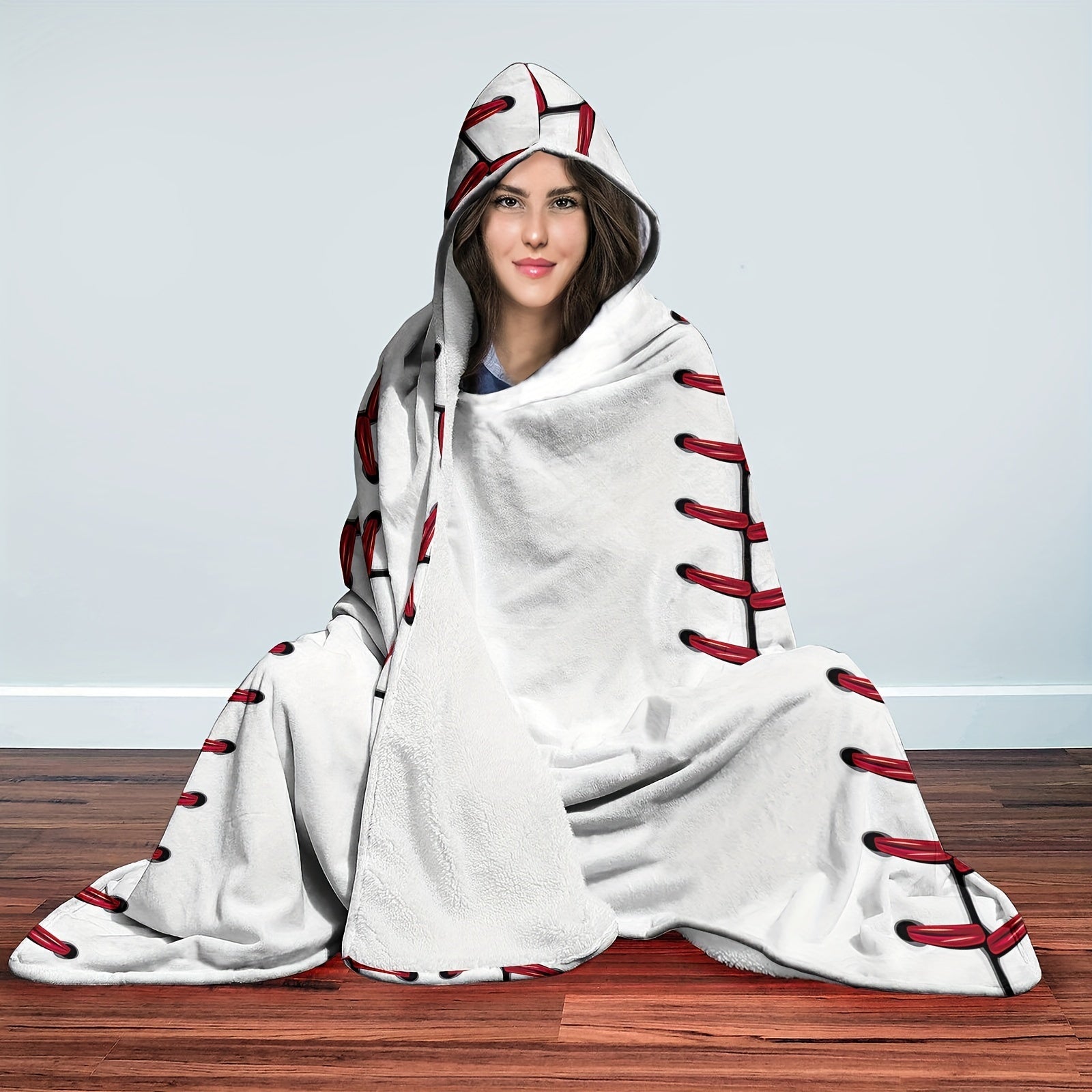 1pc Baseball Hooded Blanket Thick Nap Wearable Blanket Magic Blanket Hooded Cape Cozy Warm Soft Blanket For Sofa Office Bed And Travelling Lootquake LLC