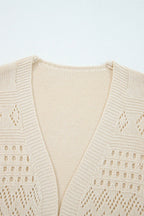 Smoke Gray Solid Color Hollow Knit Cardigan