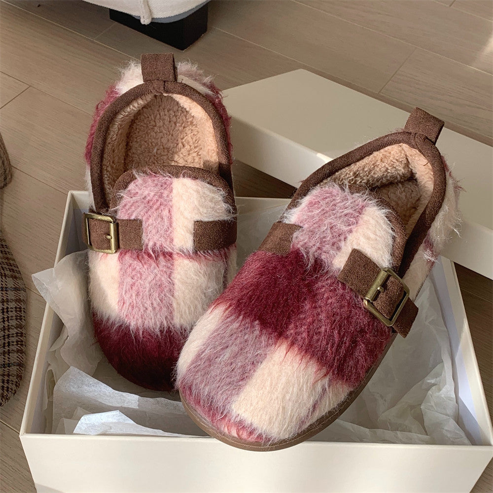 Women's Retro Plaid Cotton Slippers Pi-Mart