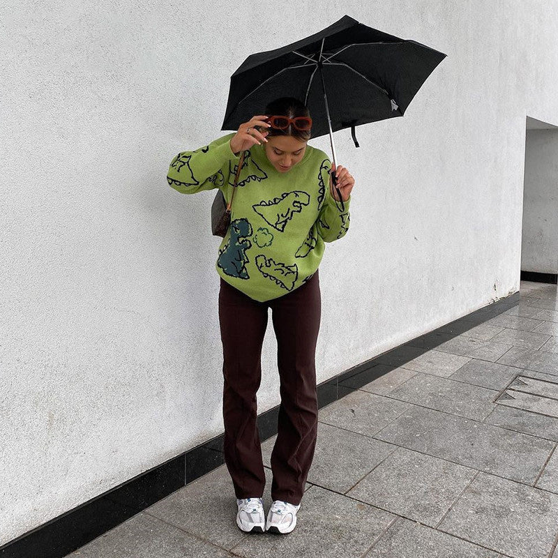 O-Neck Dinosaur Sweater Pi-Mart