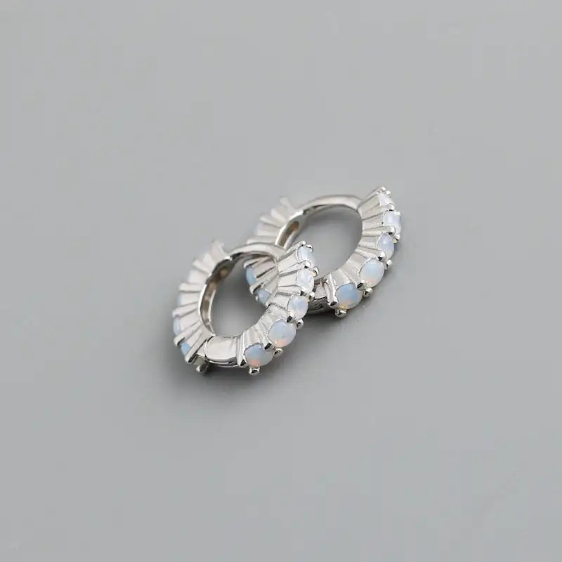 Circle-shaped Diamond Colorful Crystals Opal Zircon S925 Sterling Silver Earrings Lootquake LLC
