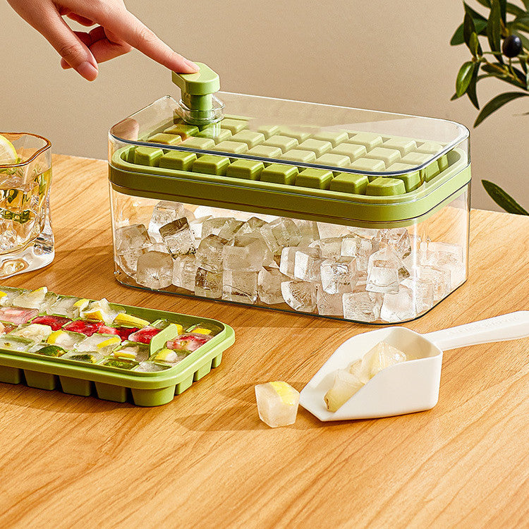 One-button Press Type Ice Mold Box Plastics Ice Cube Maker Ice Tray Mold With Storage Box With Lid Bar Kitchen Accessories Pi-Mart