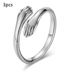 Alloy Simple Hands Hug Ring Opening Adjustable Jewelry Pi-Mart