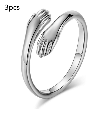 Alloy Simple Hands Hug Ring Opening Adjustable Jewelry Pi-Mart