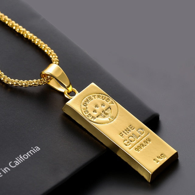 Gold Color Bar Necklace Pi-Mart