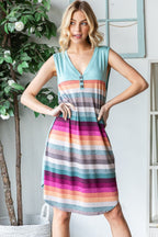 Full Size Striped Sleeveless V Neck Dress For Women – Timeless Striped V Neck Dress, Sophisticated Sleeveless Dress, Classic Striped Dress, Flattering V Neck Dress, Versatile Sleeveless Dress, Chic Striped Dress, Elegant V Neck Dress Stevvex