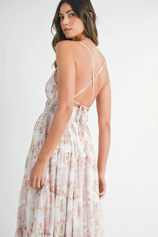 Floral Print Tiered Cami Maxi Summer Dress – Floral Maxi Dress, Tiered Maxi Dress, Cami Maxi Dress, Breezy Summer Dress, Bohemian Maxi Dress Stevvex