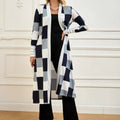 Women's Jacket Color Block Long Outer Sleeve Cardigan Casual Coat Open Front Coat Black - SJB-DIAMOND ELITES