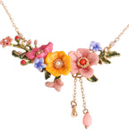 Enamel Colored Three-dimensional Flower Sweet Female Necklace Pi-Mart