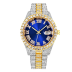 Steel Band Quartz Watch Full Diamond With Calendar