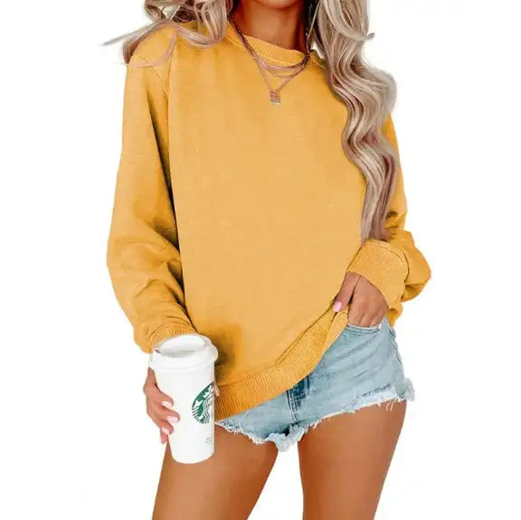 Solid Color Crew Neck Coat Long Sleeve Hoodie - SJB-DIAMOND ELITES