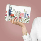 Floral Designed Zipped Clutch Bag