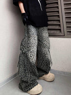 Loose Straight Slightly Flared Workwear Casual Wide-leg Mopping Leopard Jeans Lootquake LLC