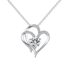 Zircon Double Love Necklace With Rhinestones Ins Personalized Heart-shaped Necklace Clavicle Chain Jewelry For Women Valentine's Day Pi-Mart