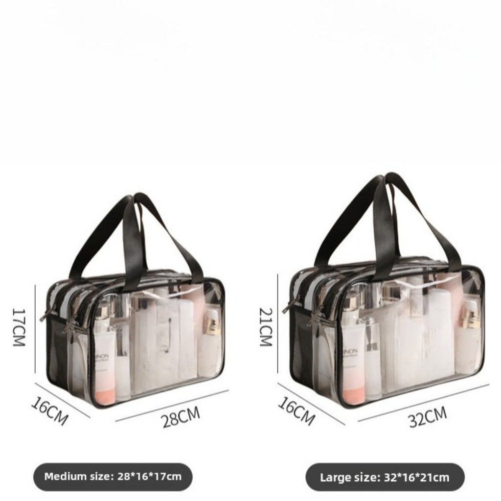 Makeup bag with compartments,Simple transparent waterproof cosmetic bag, pvc double-layer dry and wet separation toilet bag, travel portable cosmetic storage bag, makeup bag organizer, - SJB-DIAMOND ELITES
