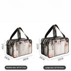 Makeup bag with compartments,Simple transparent waterproof cosmetic bag, pvc double-layer dry and wet separation toilet bag, travel portable cosmetic storage bag, makeup bag organizer, - SJB-DIAMOND ELITES