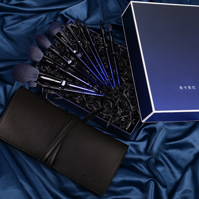 Blue 10 Makeup Brushes Set Pi-Mart