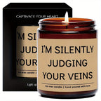 5.3oz Soy Wax Scented Candle with Inspirational Message - "I'm Silent Judging Your Veins for Loving You" - Perfect Appreciation Gift for Nurses, Nursing Students, and Loved Ones on Birthdays, Graduations, or Nurse's Day, Nurs