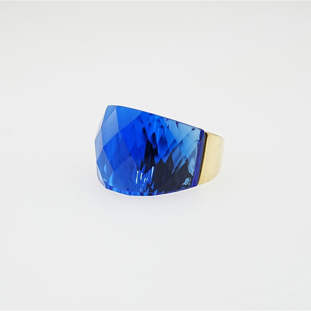 Stainless Steel Diamond-shaped Exaggerated Gemstone Ring For Men