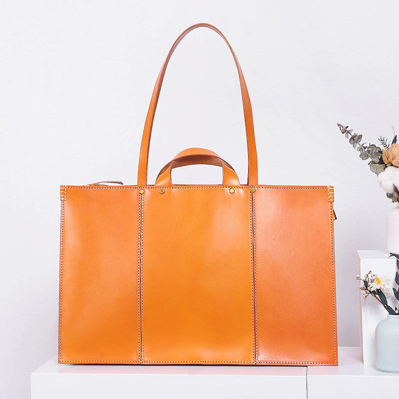 European And American Retro Handbags Vegetable Tanned Leather Large Capacity Pi-Mart