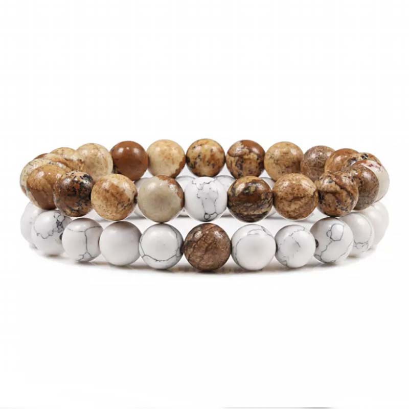 Natural Volcanic Stone White Pine Red Pine Tiger Eye Beaded Set Pi-Mart
