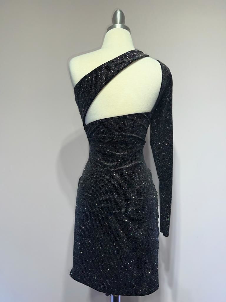 Asymmetrical dress with a long sleeve Purplish Diva