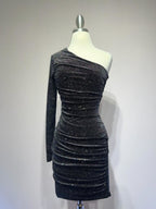 Asymmetrical dress with a long sleeve Purplish Diva