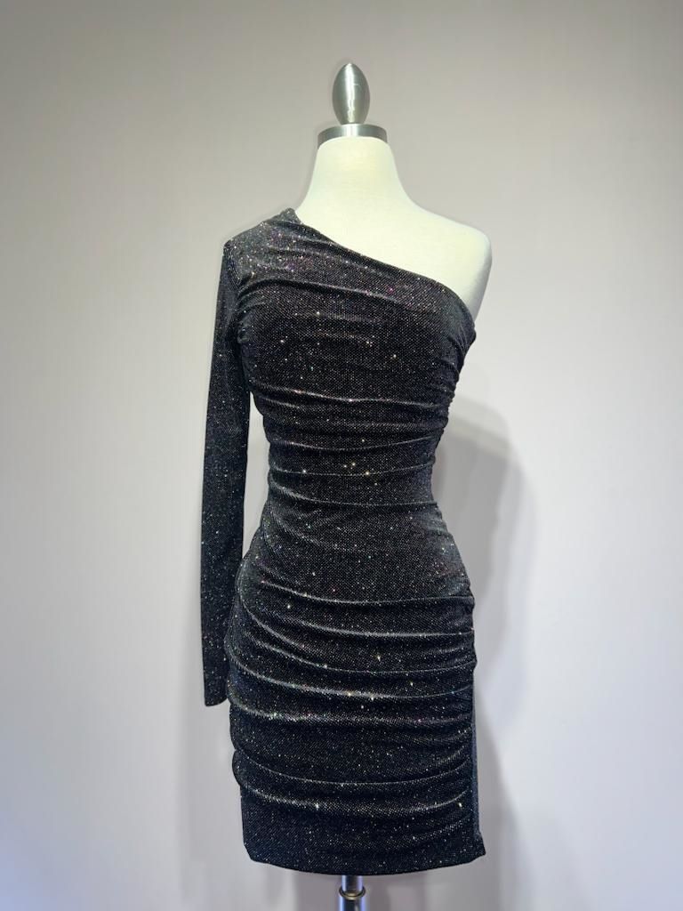 Asymmetrical dress with a long sleeve Purplish Diva