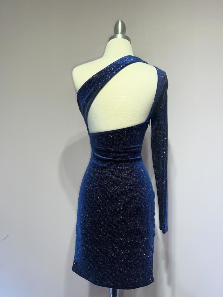 Asymmetrical dress with a long sleeve Purplish Diva