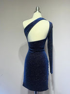 Asymmetrical dress with a long sleeve Purplish Diva