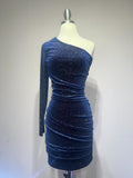 Asymmetrical dress with a long sleeve Purplish Diva