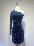 Asymmetrical dress with a long sleeve Purplish Diva
