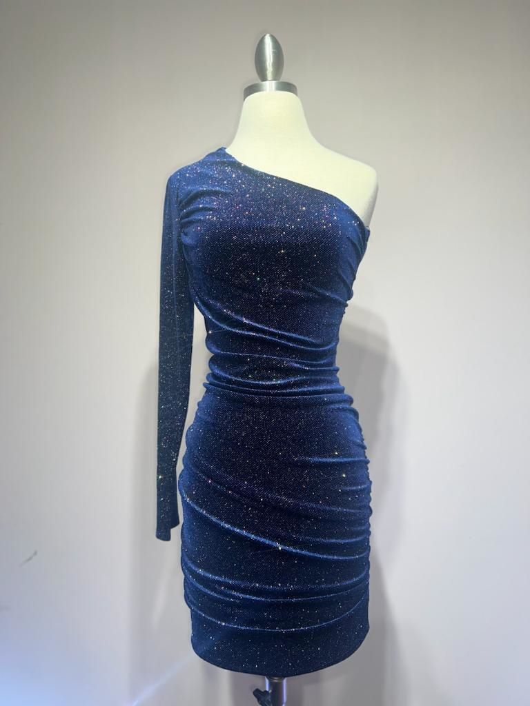 Asymmetrical dress with a long sleeve Purplish Diva