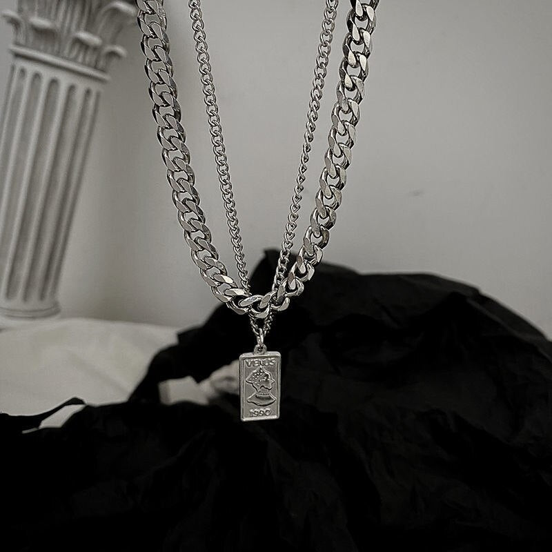 Double Layer Cuban Chain Necklace Pi-Mart