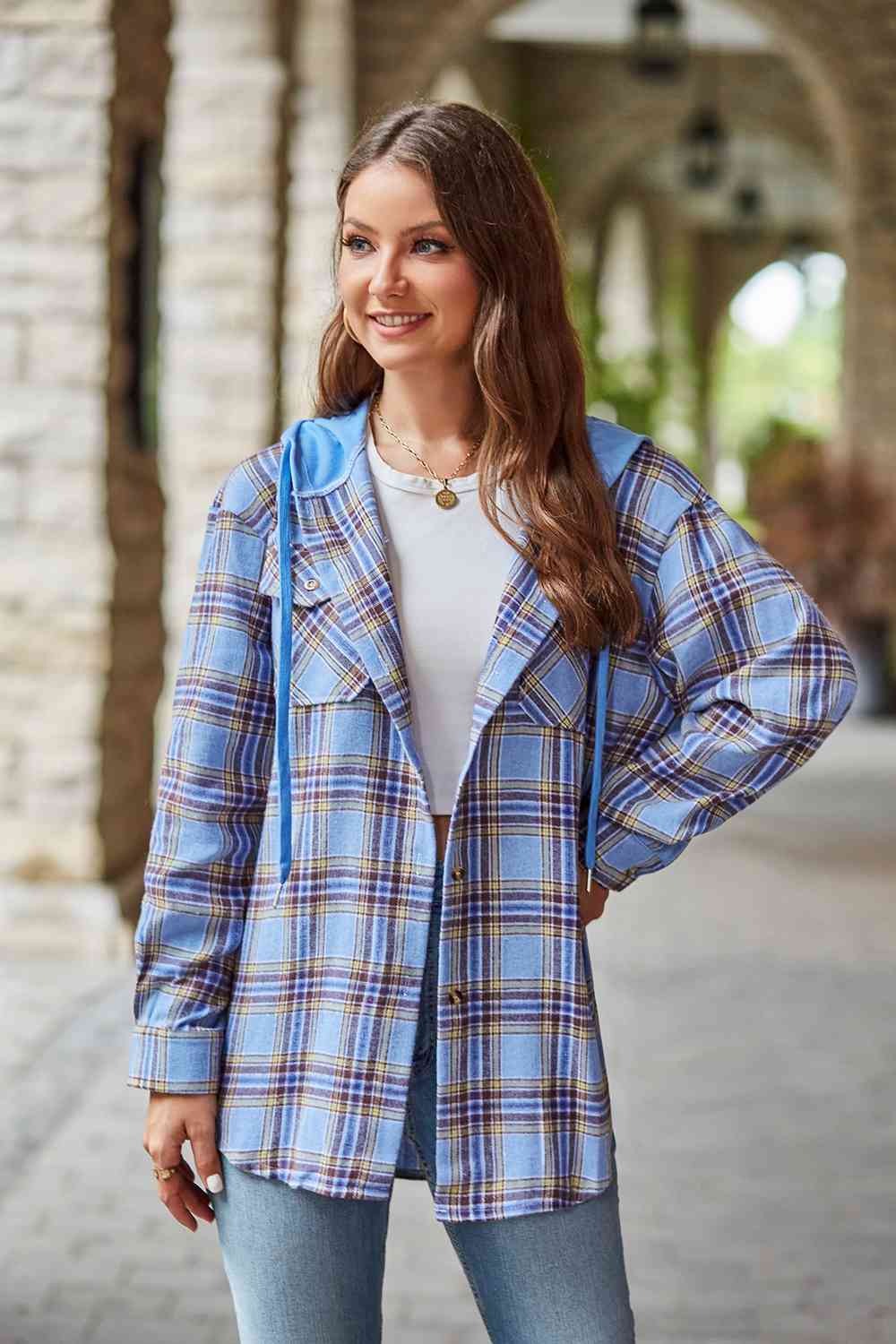 Modern Women Plaid Long Sleeve Hooded Jacket Stylish & Comfortable Outerwear For Winter And Autumn Stevvex