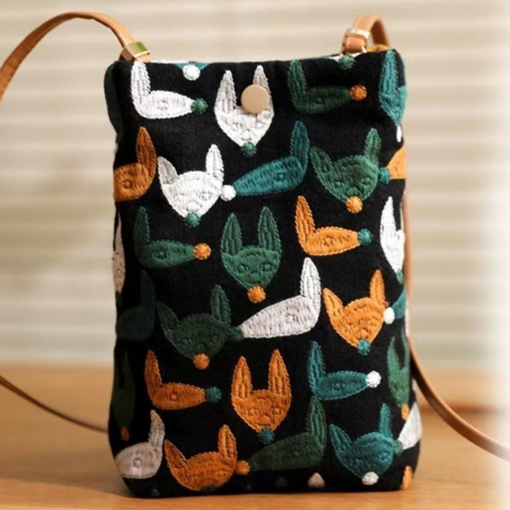 Three-dimensional embroidery crossbody mobile phone bag female, mini mobile phone bag, shoulder small and light phone purse - SJB-DIAMOND ELITES