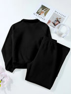 Collared Sweatshirt and High Waist Pants Active Set