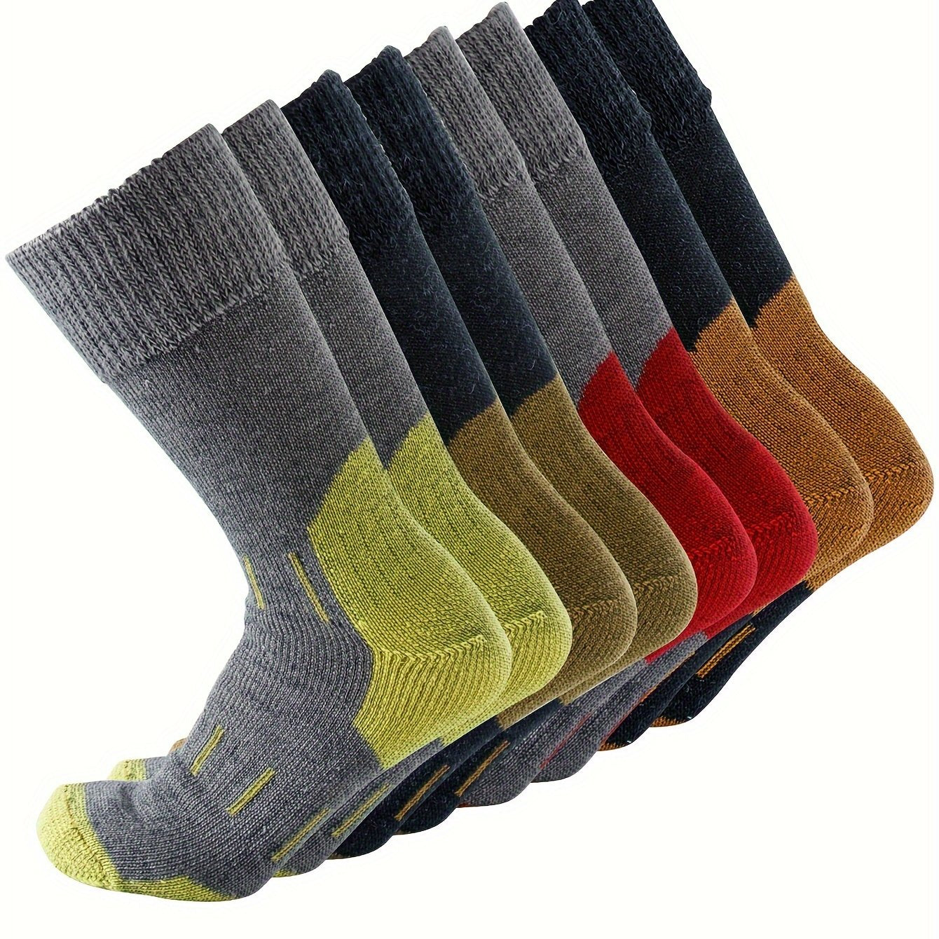 4 Pairs of Premium 79% Merino Wool Athletic Crew Socks for Men - Warm, Breathable, and Moisture-Wicking for Hiking, Running, Climbing - US Sizes 10-13
