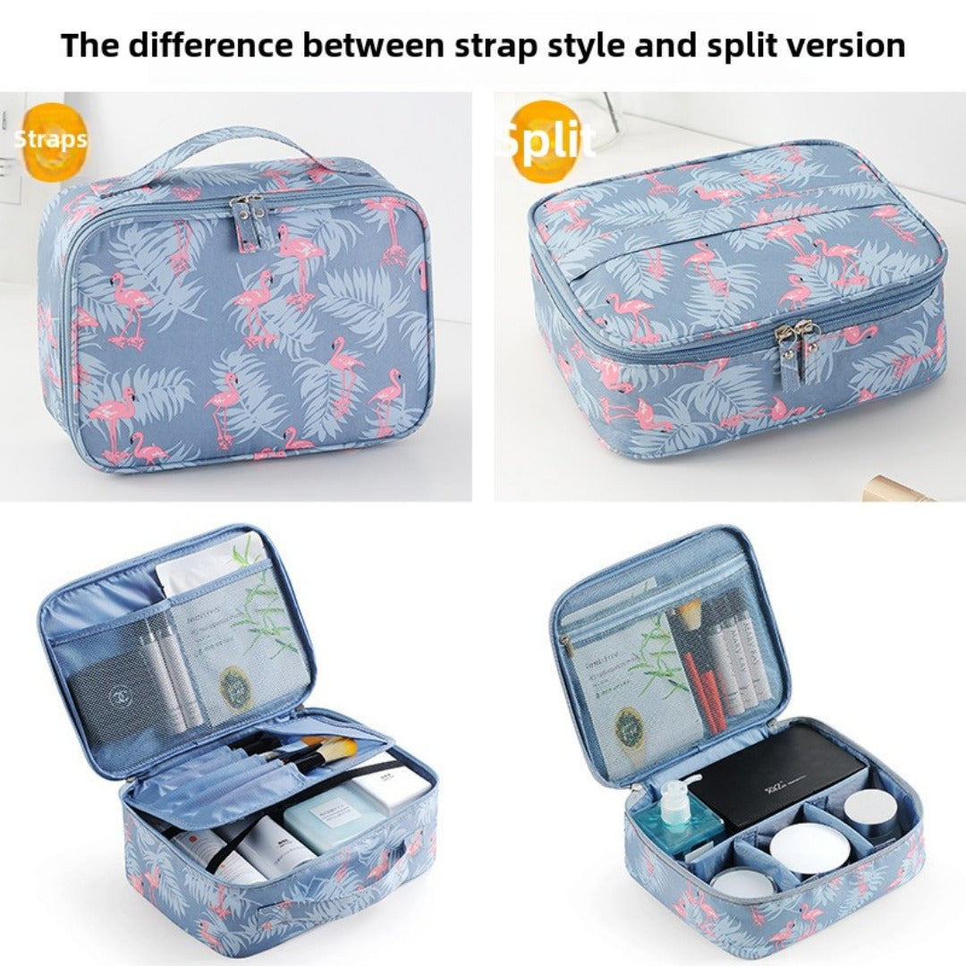 Travel portable large capacity cosmetic bag, printed nylon cosmetic storage bag, cosmetic case, toilet bag, makeup bag organizer, makeup bag with compartments, - SJB-DIAMOND ELITES