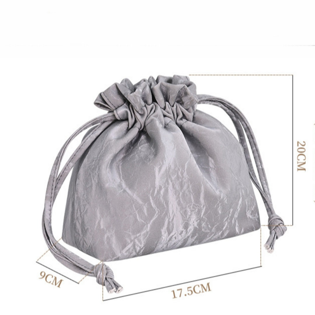 Bundle Mouth Cosmetic Bag – Large Capacity Storage Portable Makeup Bag for Women, Stylish and Functional Design for Everyday Use - SJB-DIAMOND ELITES