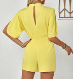 Women's Solid Color V-neck Ruffle Casual Fashion Jumpsuit - SJB-DIAMOND ELITES
