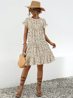 Floral Round Neck Short Sleeve Dress Elegant & Effortless Everyday Style Women Dress