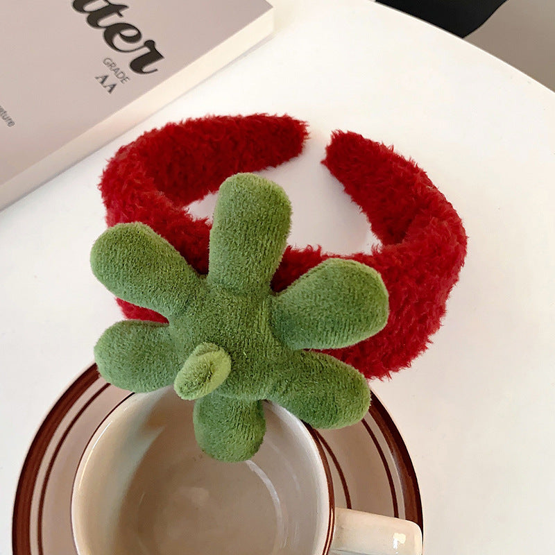 Cute Strawberry Leaf Hair Band Wrist Strap Wide Brim Hair Band Pi-Mart