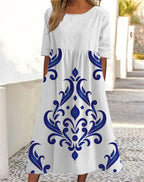 Women's Loose Round Neck Swing Dress Pi-Mart