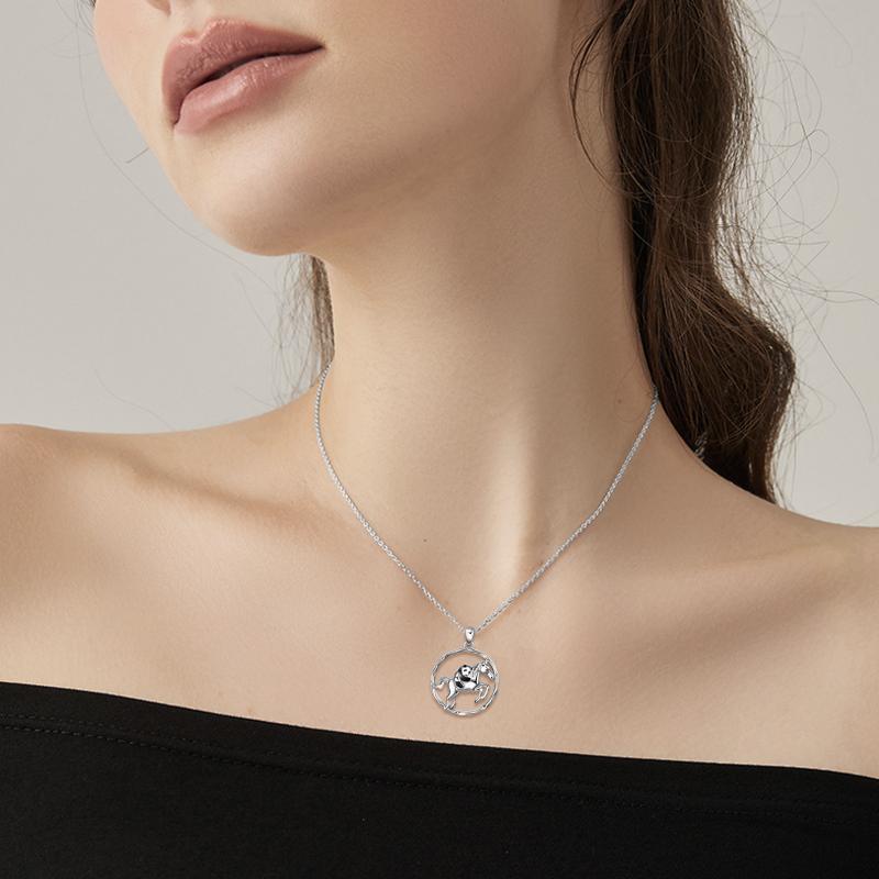 925 Sterling Silver Horse and Panda Running Horse Pendant Necklace Jewelry Lootquake LLC