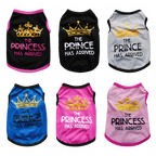 Summer Pet T-shirt Puppy Dog Clothes Crown Princess Letter Printed Cat Vest Cotton T Shirt Pug Chihuahua Costumes for Small Dogs