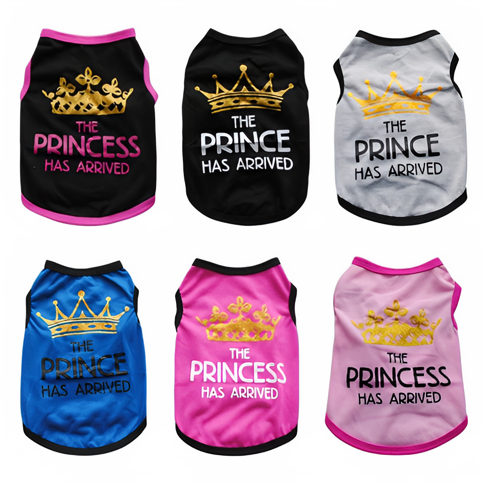 Summer Pet T-shirt Puppy Dog Clothes Crown Princess Letter Printed Cat Vest Cotton T Shirt Pug Chihuahua Costumes for Small Dogs